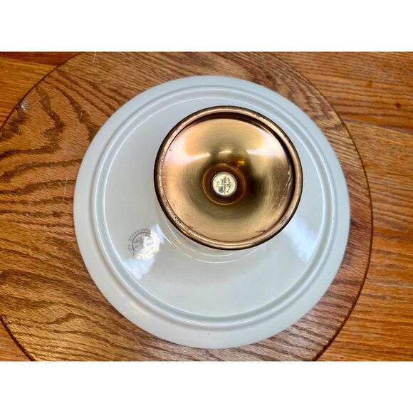 Hall China Jewel Tea Autumn Leaf Cake Plate Stand with Metal Candlestick Base - Picture 9 of 11